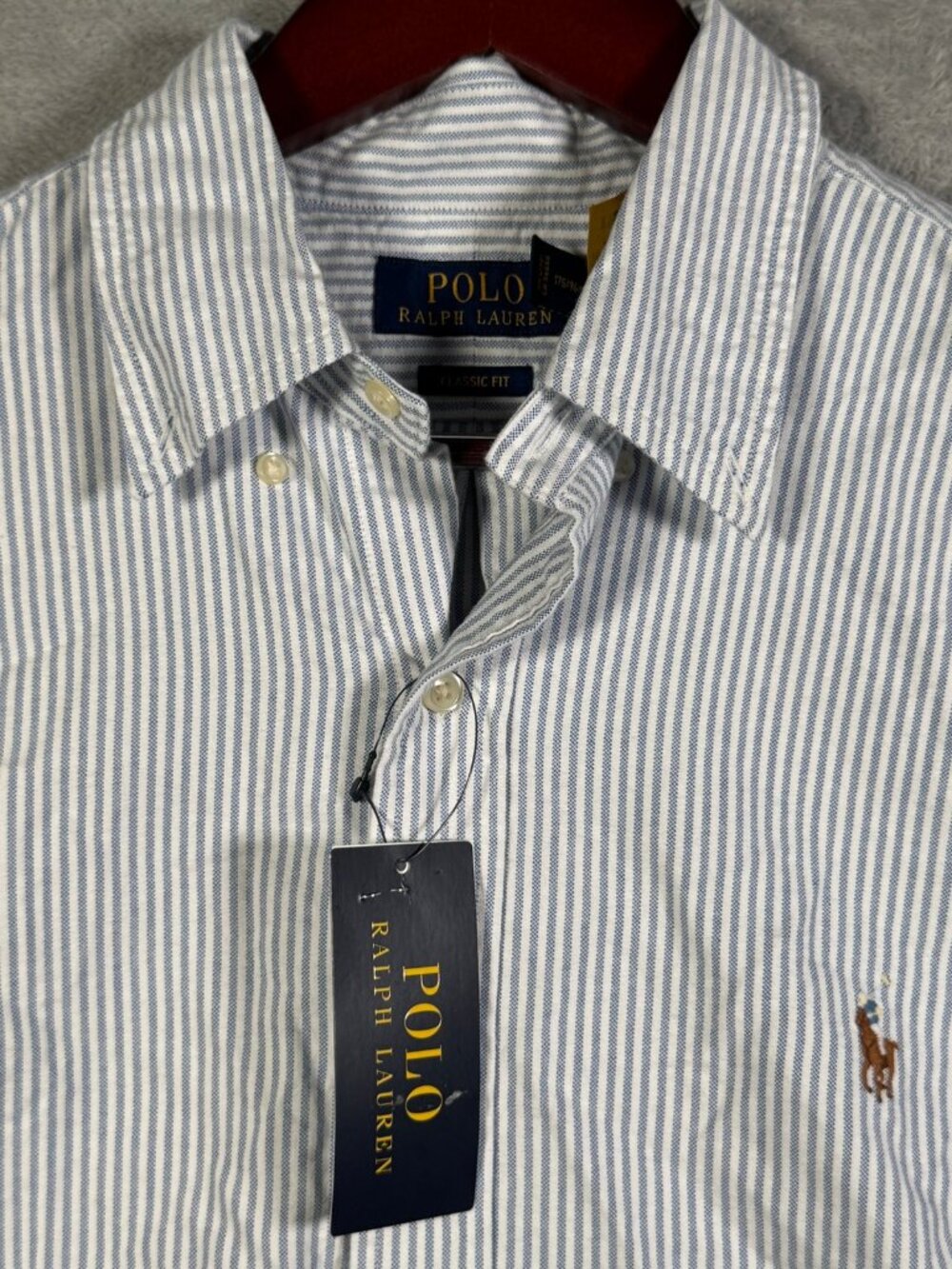 Polo Ralph Lauren Button Down Shirt Mens M Blue Striped Oxford Classic Fit $130